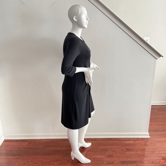 Veronique Miljkovitch Dress M Gray Drapey Midi Asymmetrical Shift - Picture 8 of 9